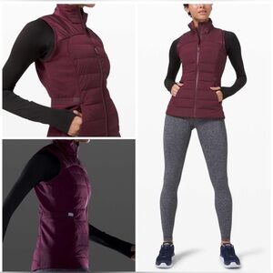 Lululemon Down For It All Puffer Vest Full Zip Goose Down burgundy 
Women's 10